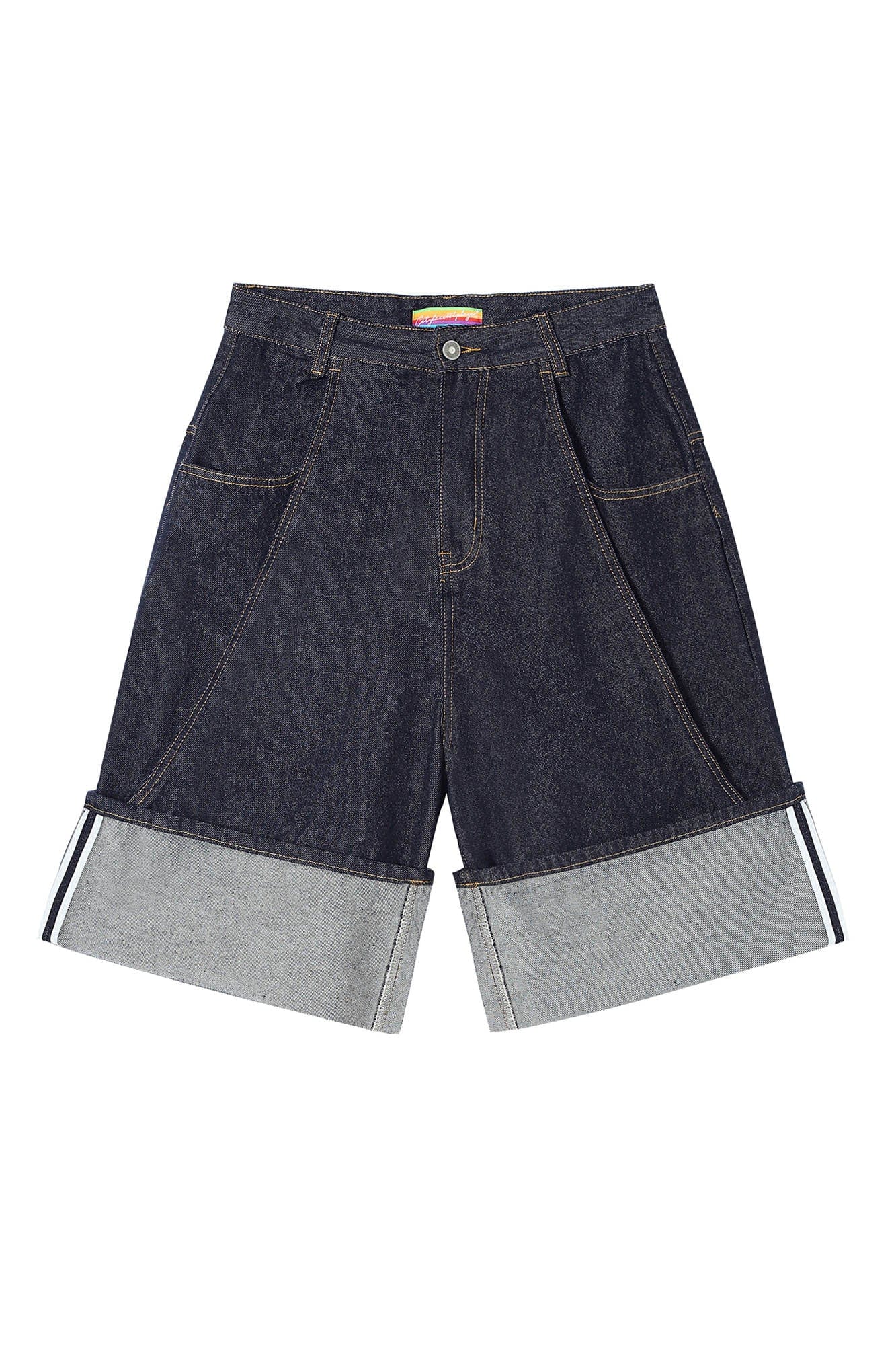 CLP Folded-Hem Spliced Denim Shorts