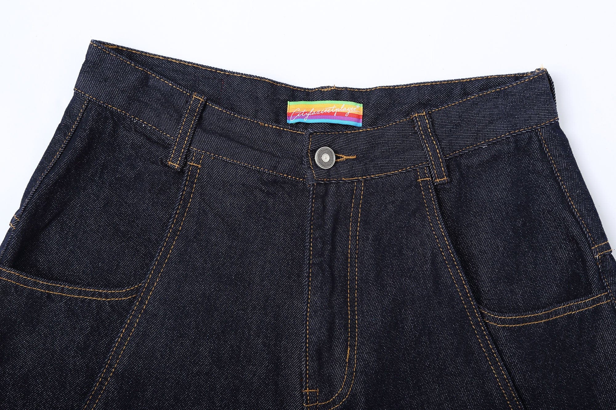 CLP Folded-Hem Spliced Denim Shorts