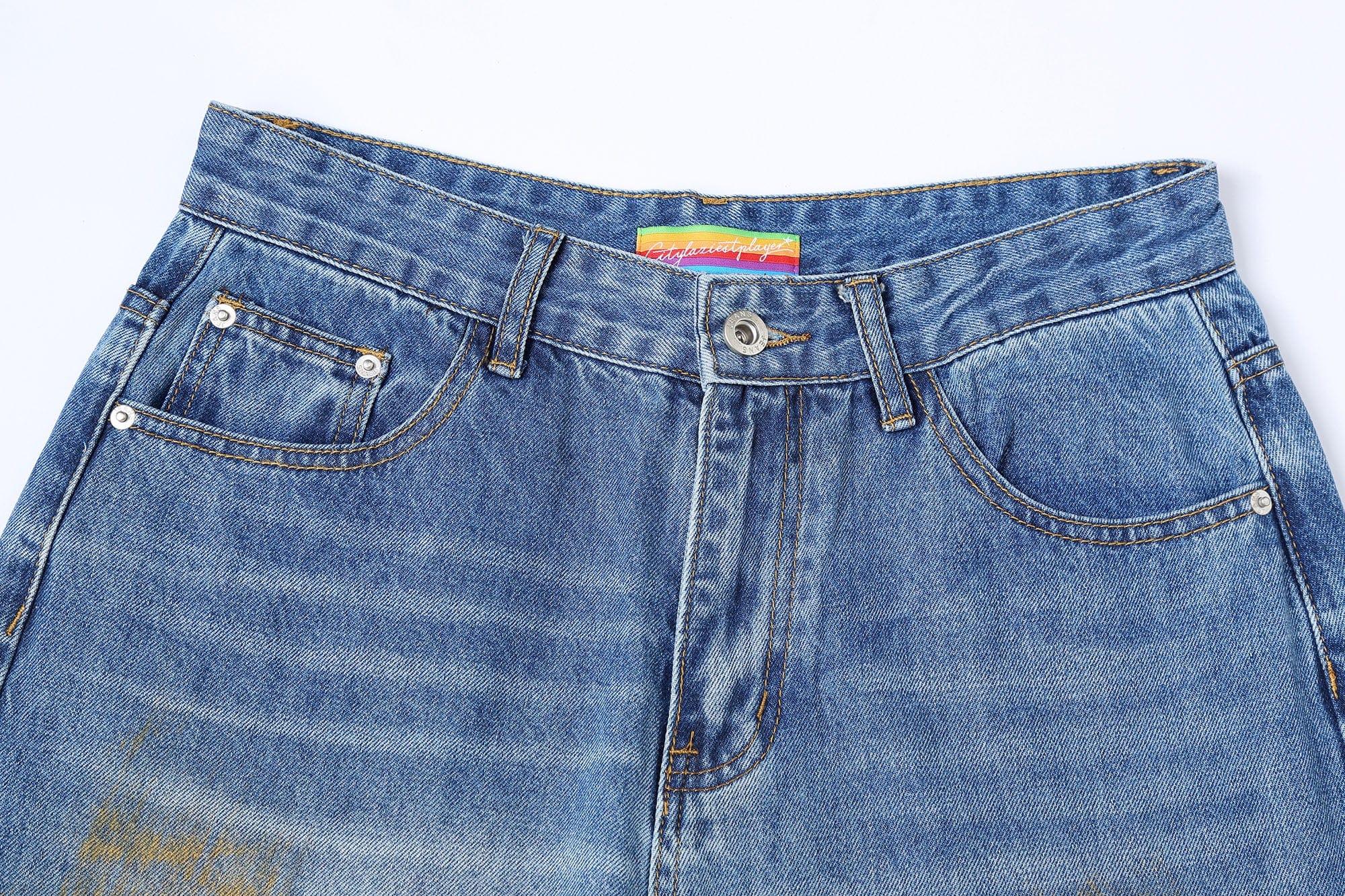 CLP MultiColor Brushed Wide-Leg Jeans