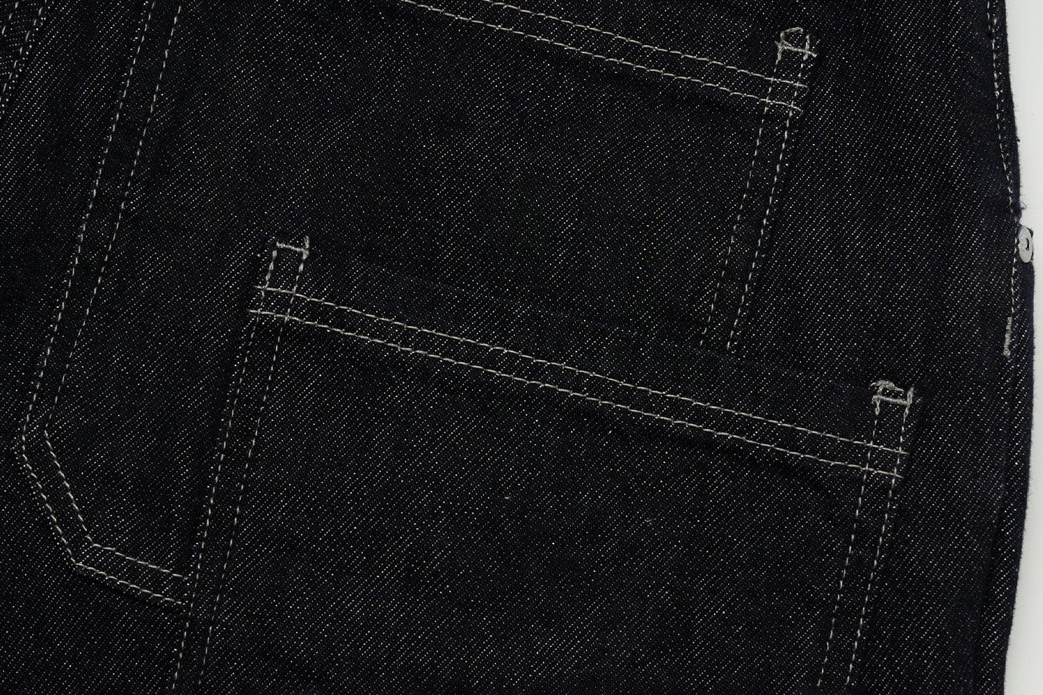 STEEPC Layered-Pockets Double-Waistband Raw Jeans