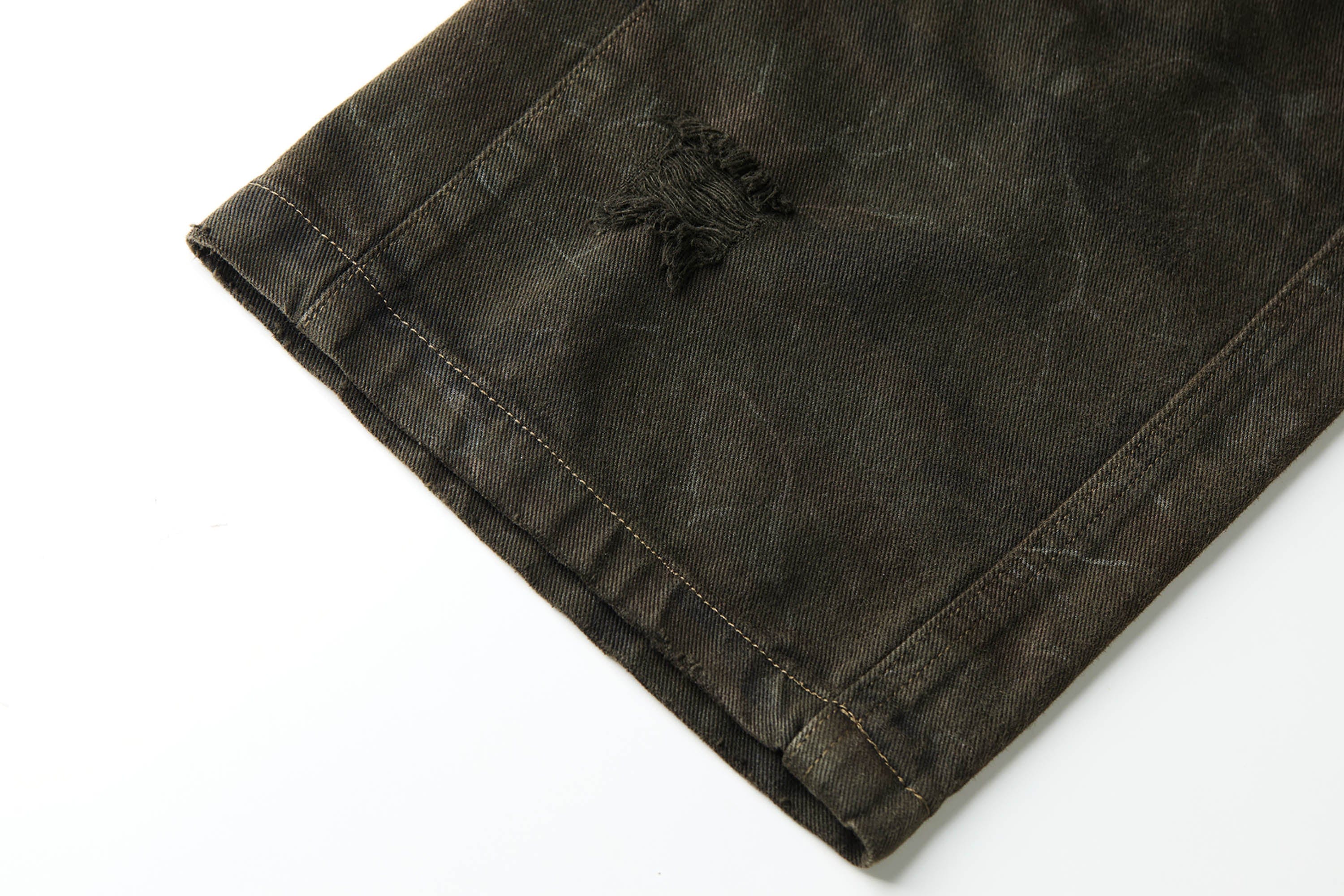 FACEONLAB Ripped Cracked Straight-Leg Pant