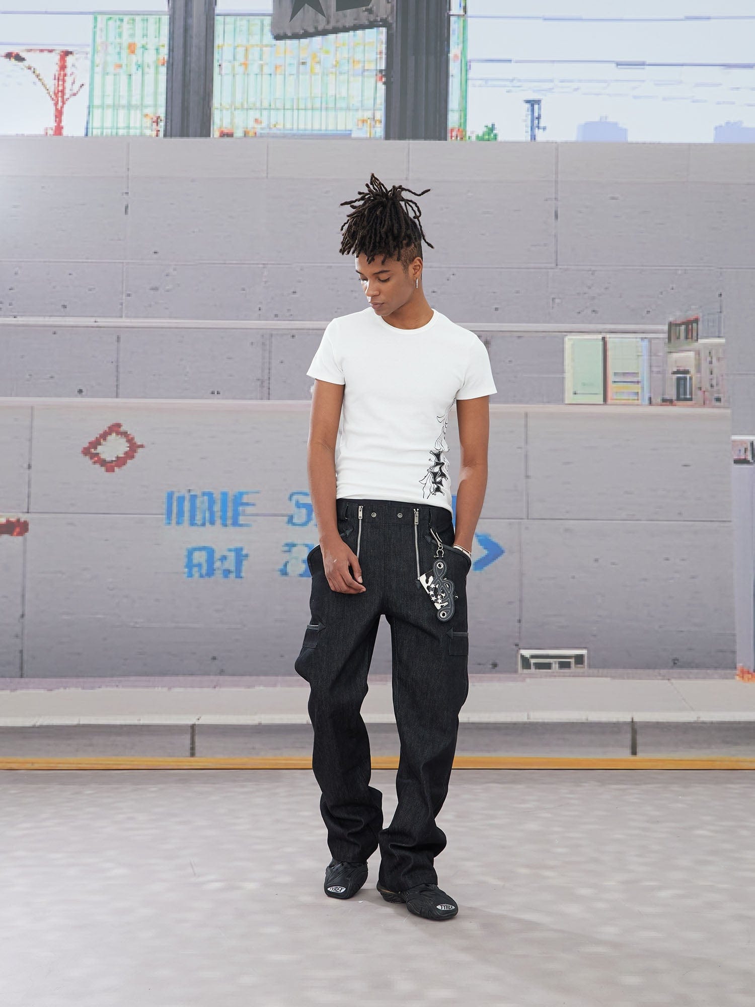DND4DES Double-Zipper Multi-Pocket Raw Jeans