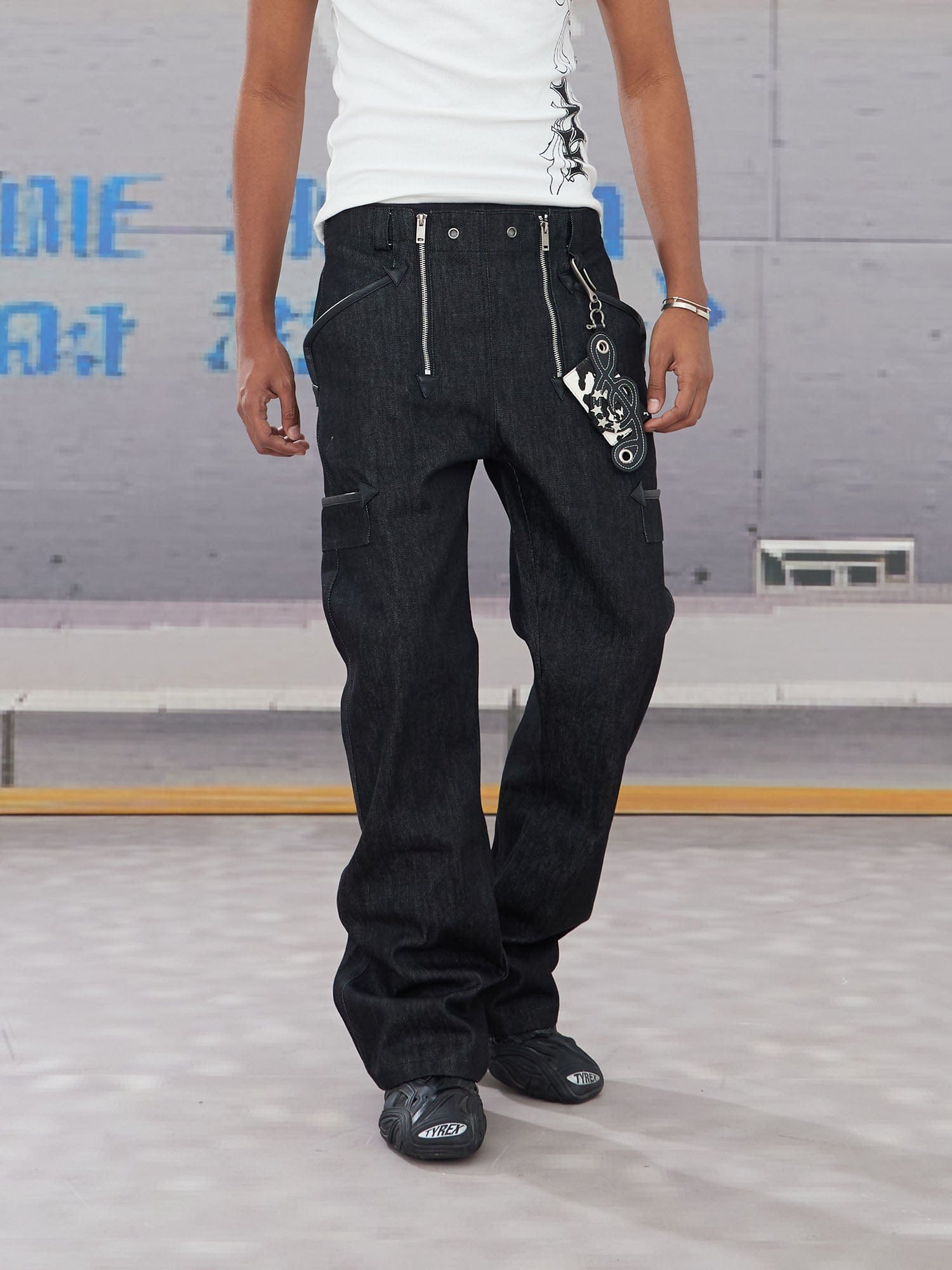 DND4DES Double-Zipper Multi-Pocket Raw Jeans