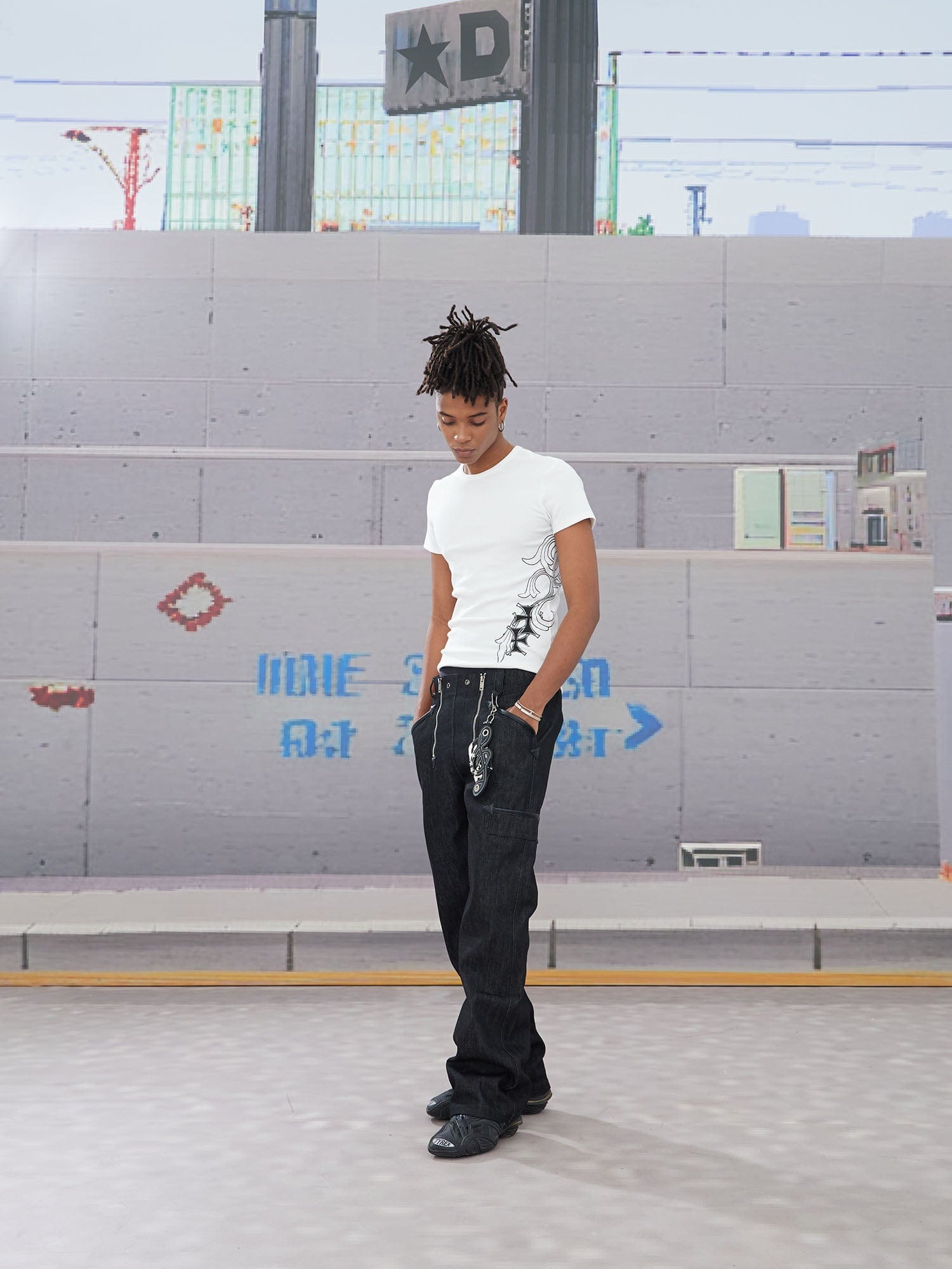 DND4DES Double-Zipper Multi-Pocket Raw Jeans