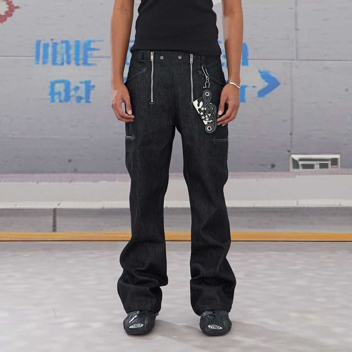 DND4DES Double-Zipper Multi-Pocket Raw Jeans