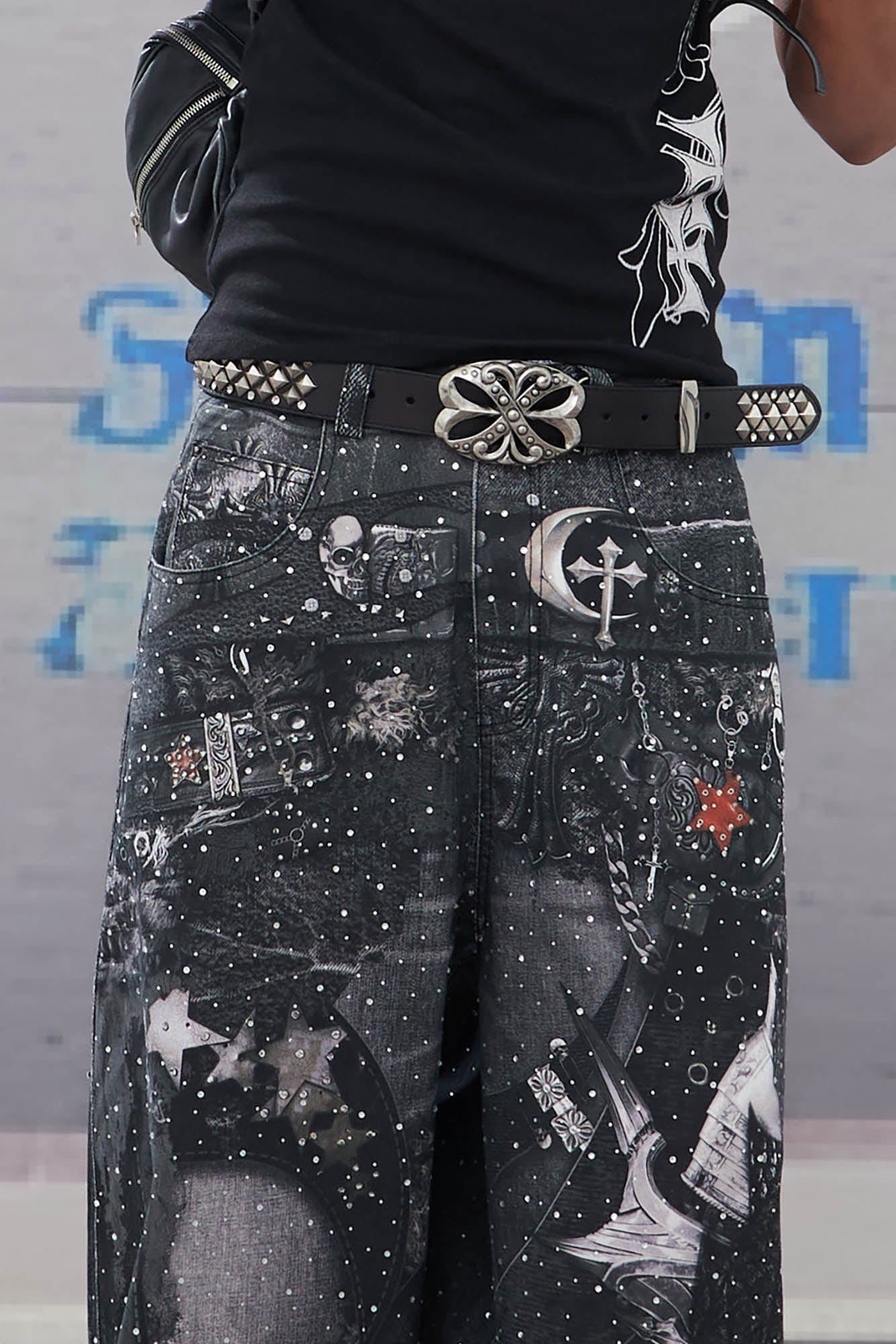 DND4DES Armour Full-Print Diamond Baggy Jeans