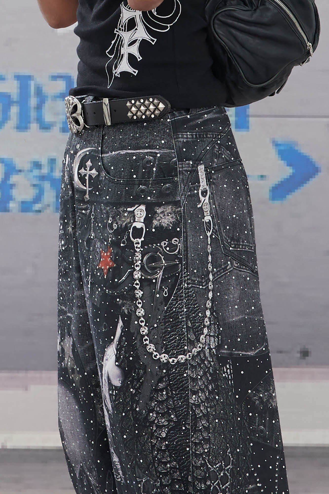 DND4DES Armour Full-Print Diamond Baggy Jeans