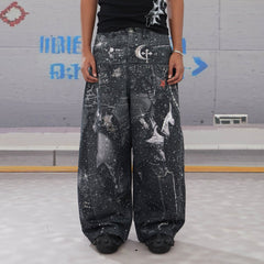 DND4DES Armour Full-Print Diamond Baggy Jeans