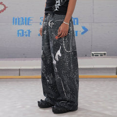 DND4DES Armour Full-Print Diamond Baggy Jeans