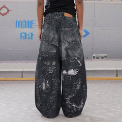 DND4DES Armour Full-Print Diamond Baggy Jeans