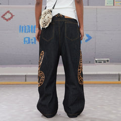 DND4DES Leopard Music Note Patch Baggy Jeans