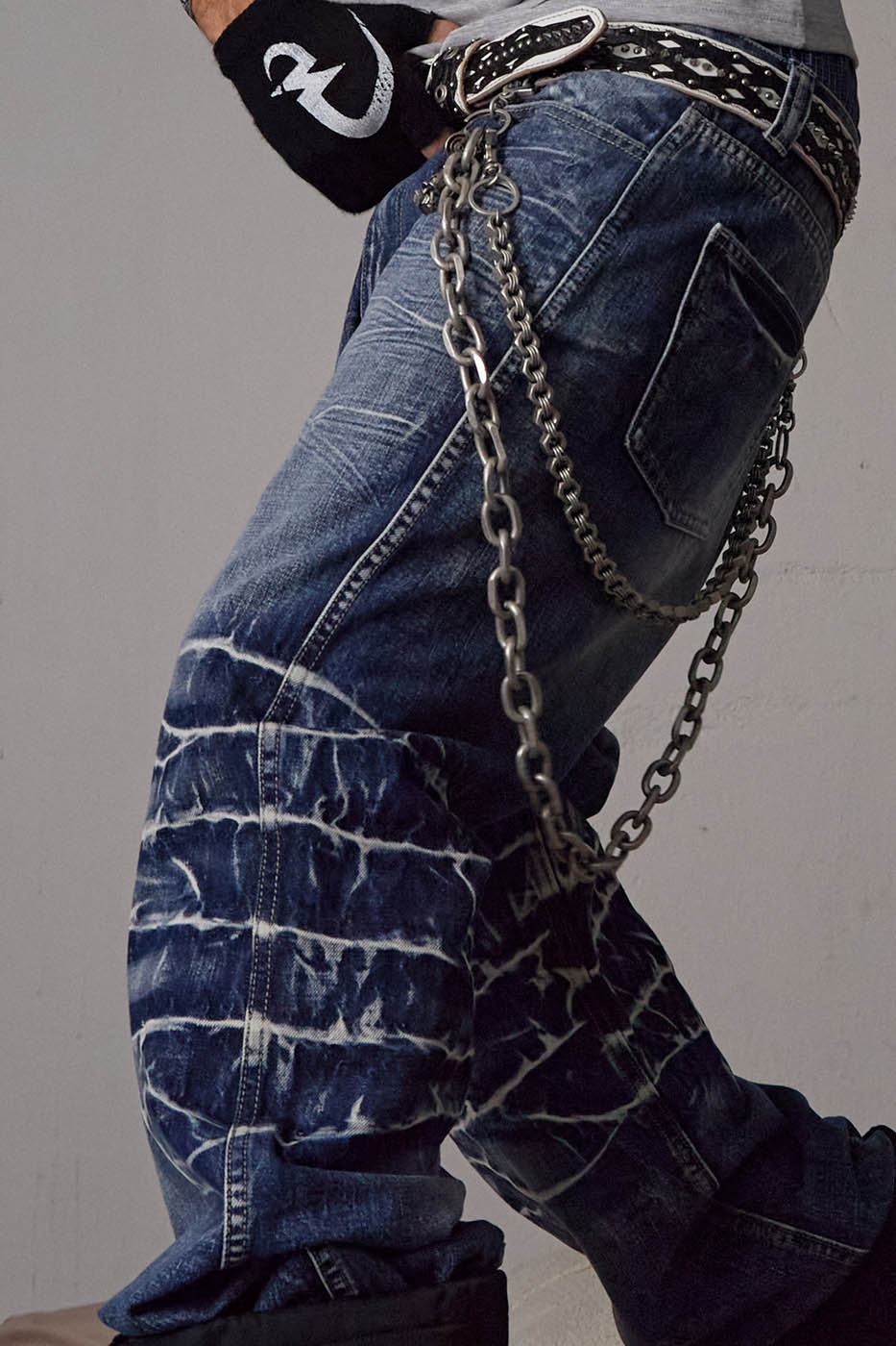 DND4DES Lightning-Creased Flared Jeans Blue