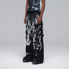 DND4DES Multi-Layered Striped Graffiti Cargo Pants