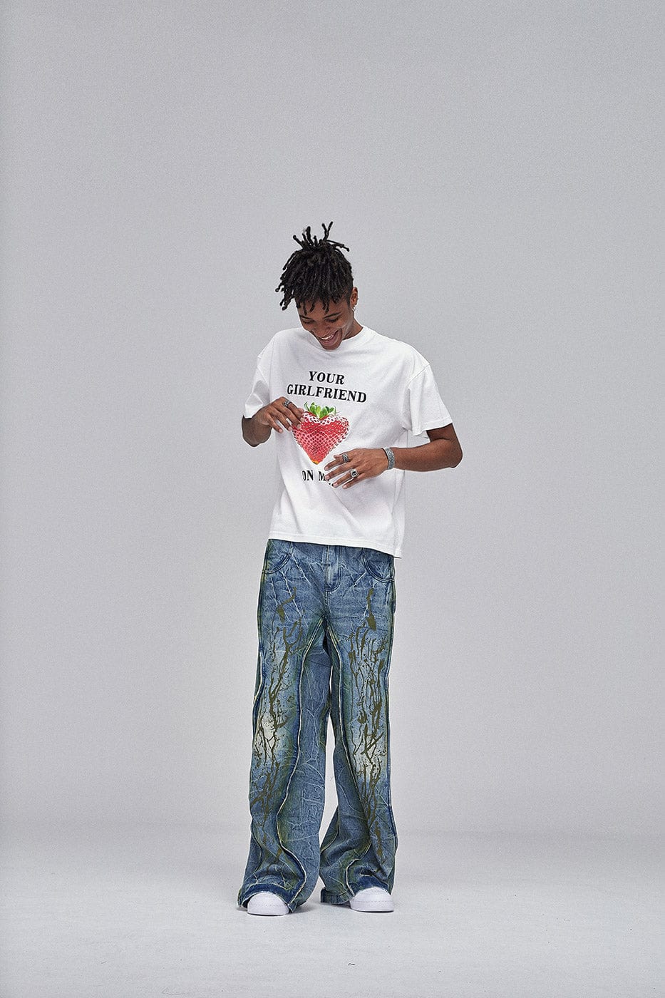 DND4DES Ripple Spliced Washed Jeans