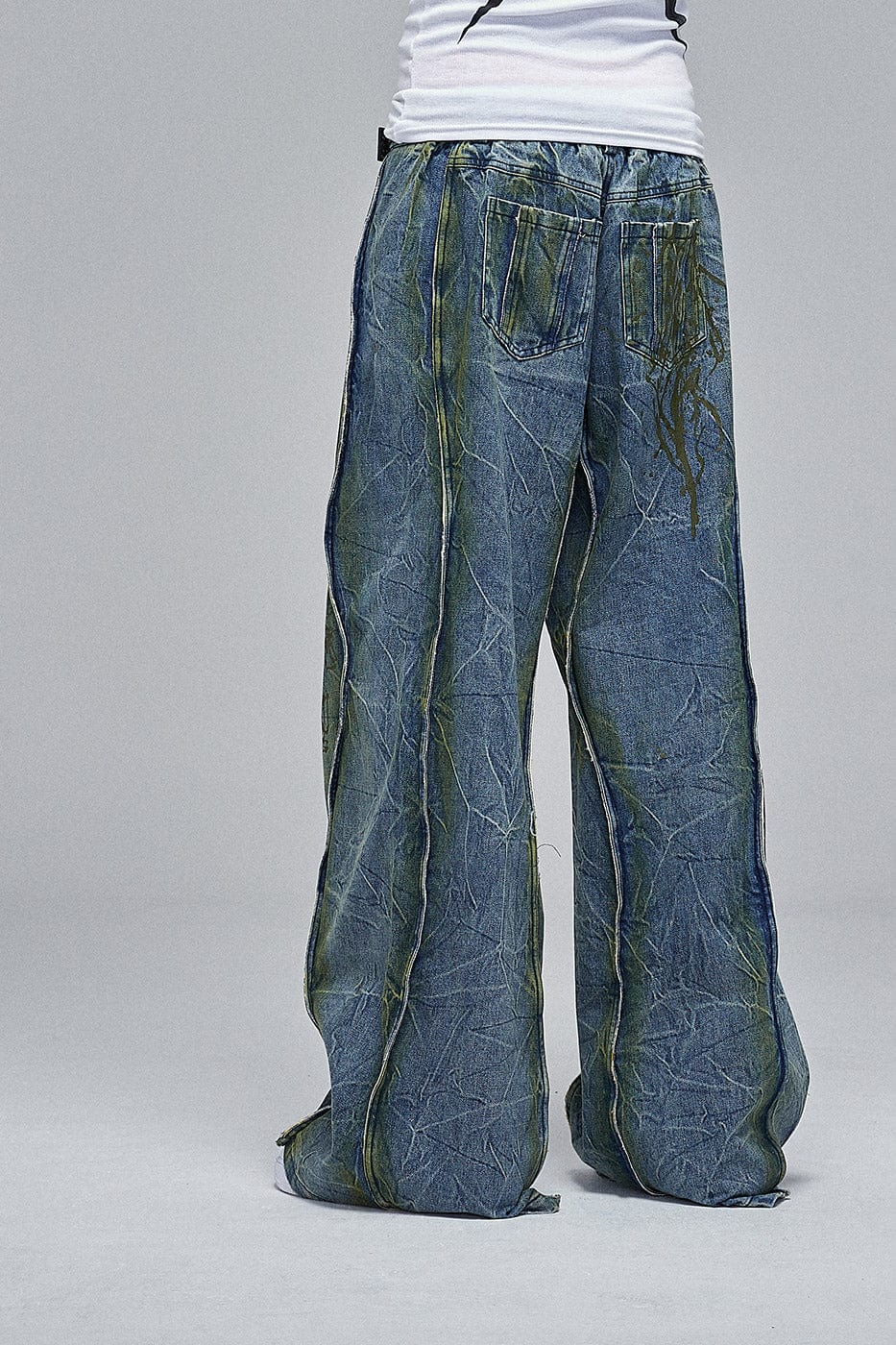 DND4DES Ripple Spliced Washed Jeans