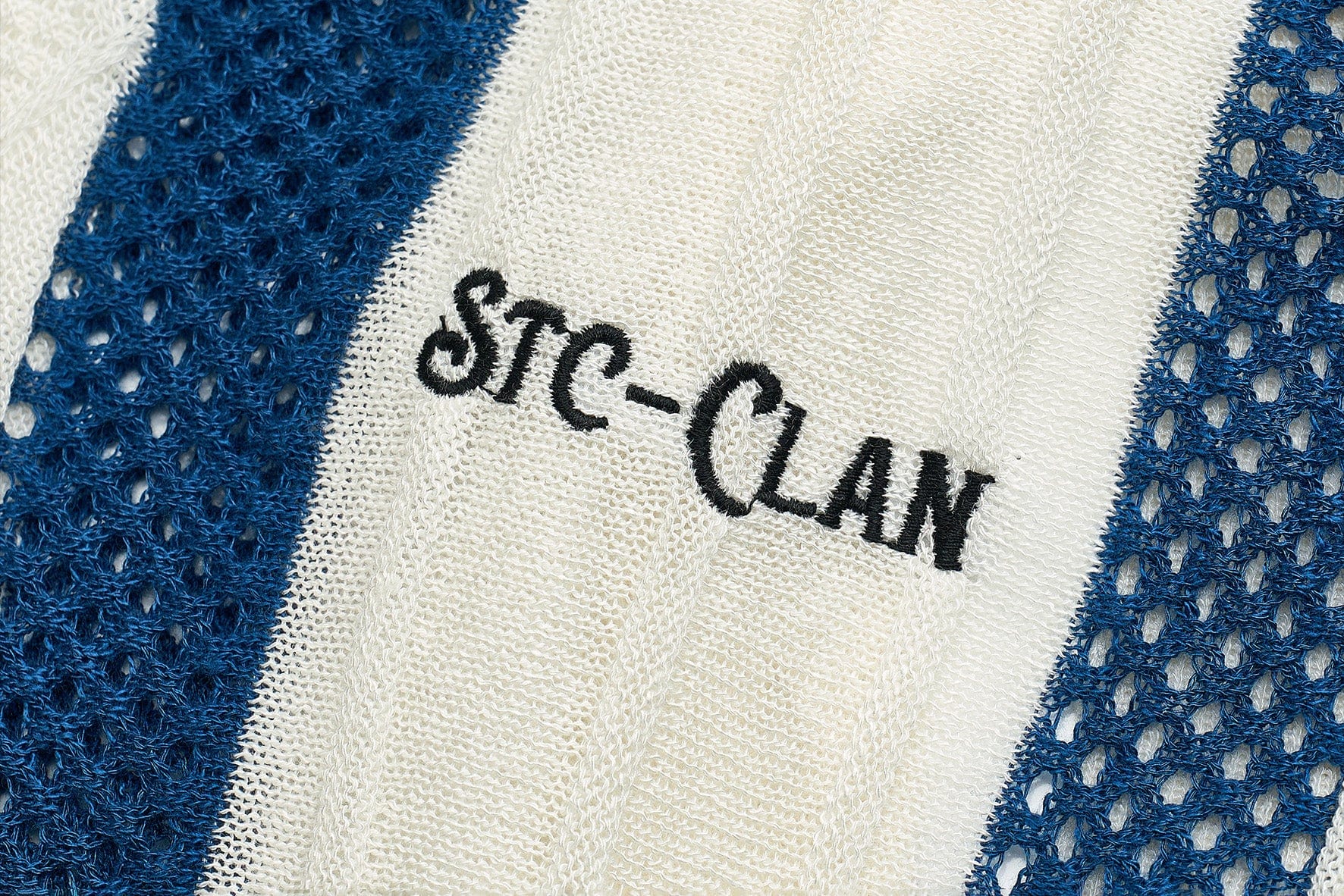 STEEPC Pearl LOGO Patch Striped Knit Half Shirt