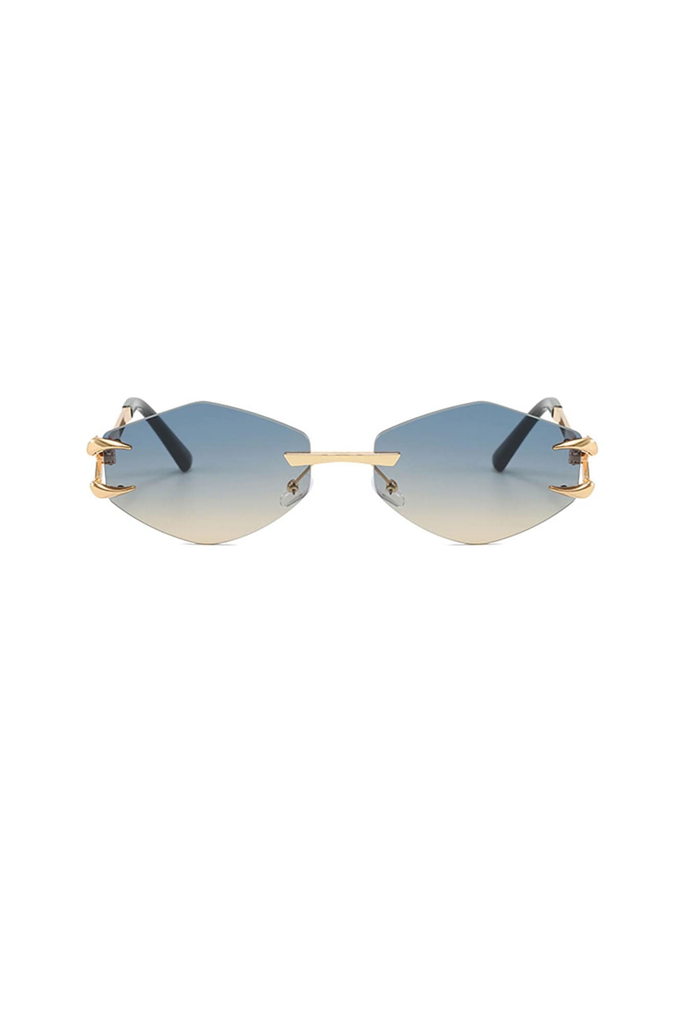 DAMAGE ASIA Claw Temple Gradient Hex Lens Rimless Sunglasses