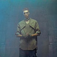 XIPHEVIL Terminal Layered Rivet Half Shirt Army Green