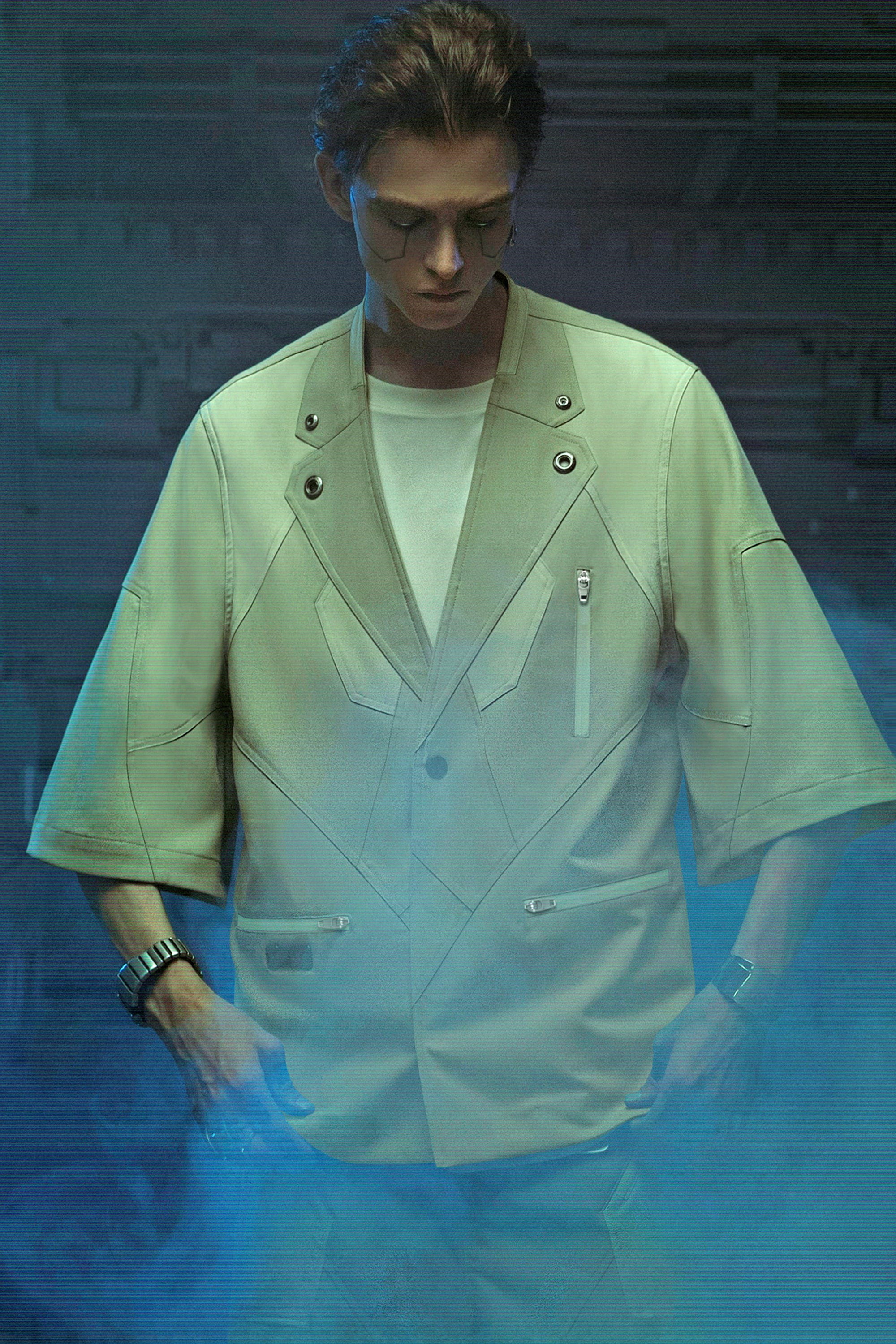 XIPHEVIL Demiurge IV Mesh Metal Short-Sleeve Blazer Green