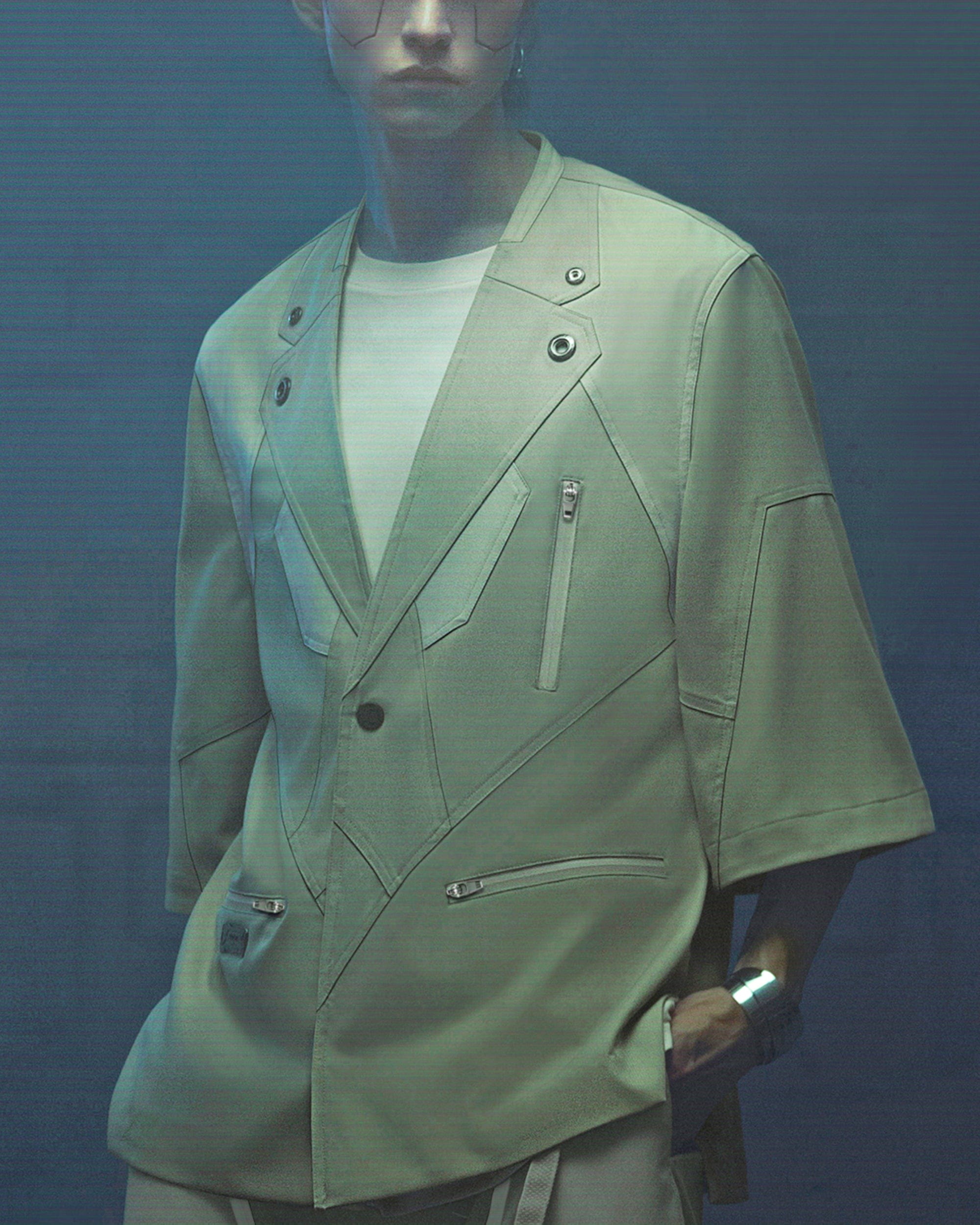 XIPHEVIL Demiurge IV Mesh Metal Short-Sleeve Blazer Green