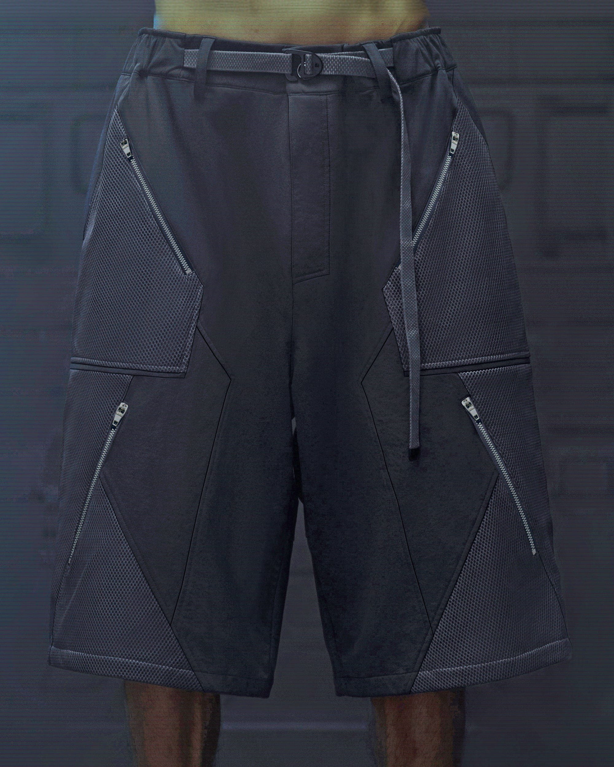 XIPHEVIL Bellator Deconstructed Multi-Zipper Shorts Dark Grey