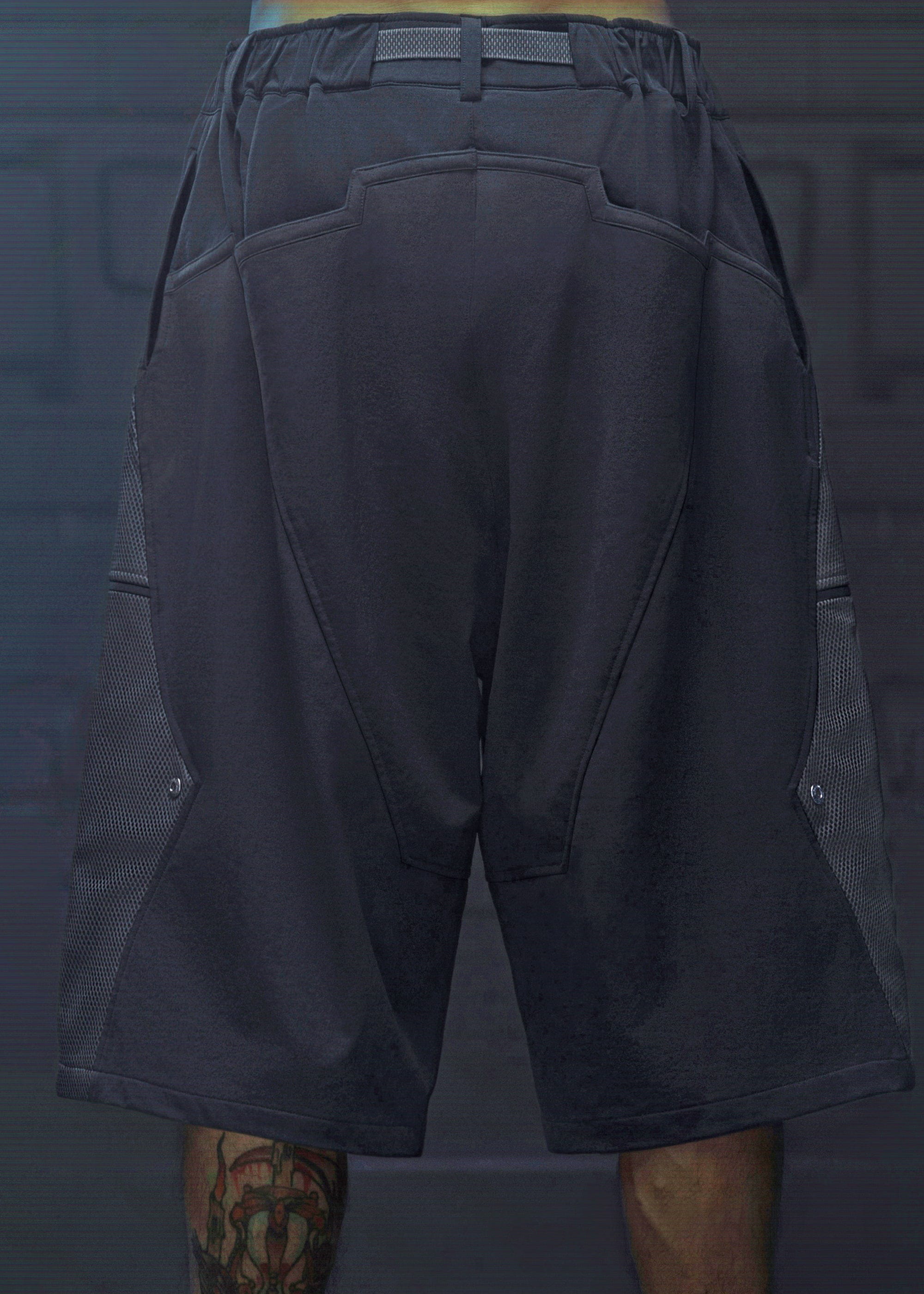 XIPHEVIL Bellator Deconstructed Multi-Zipper Shorts Dark Grey
