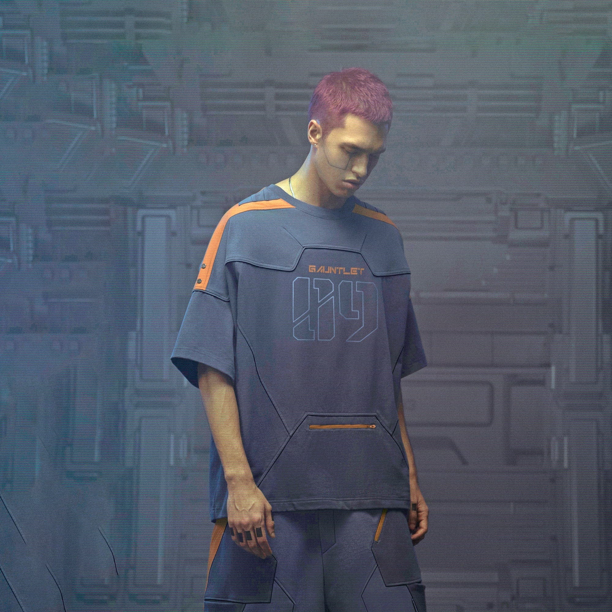 XIPHEVIL Modern Deconstructed Rivet Jersey Dark Orange