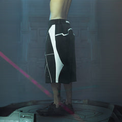 XIPHEVIL Deconstructed Zipper Rivet Shorts Black