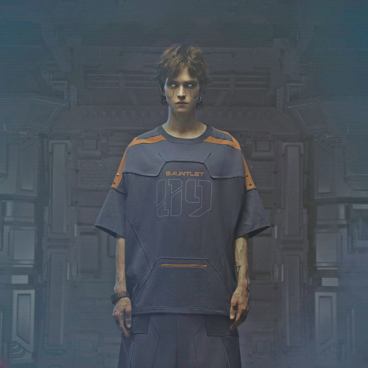 XIPHEVIL Modern Deconstructed Rivet Jersey Dark Orange