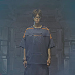 XIPHEVIL Modern Deconstructed Rivet Jersey Dark Orange