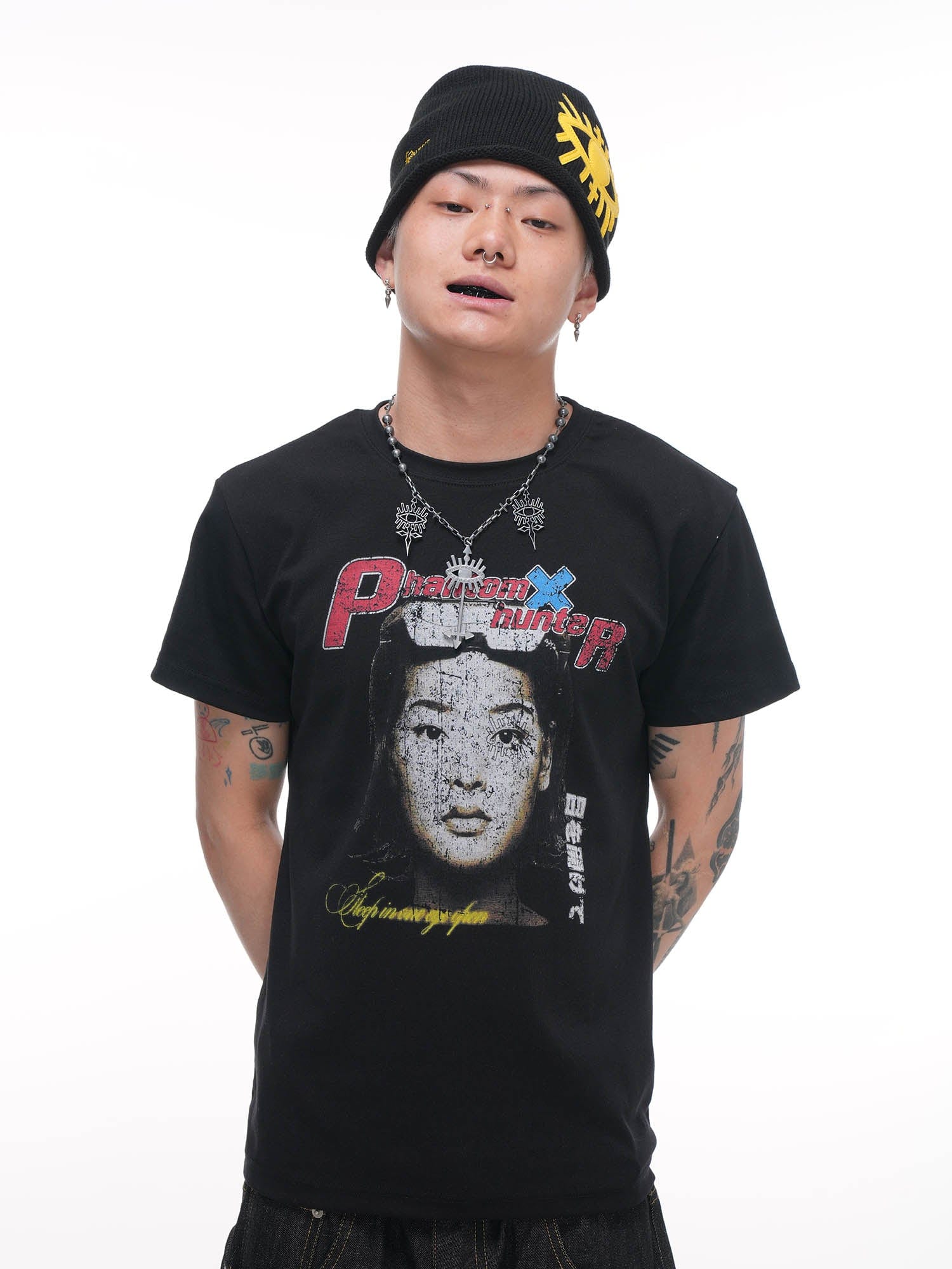 PHANTOMHUNTER Embroidery Eye Patchwork Beanie