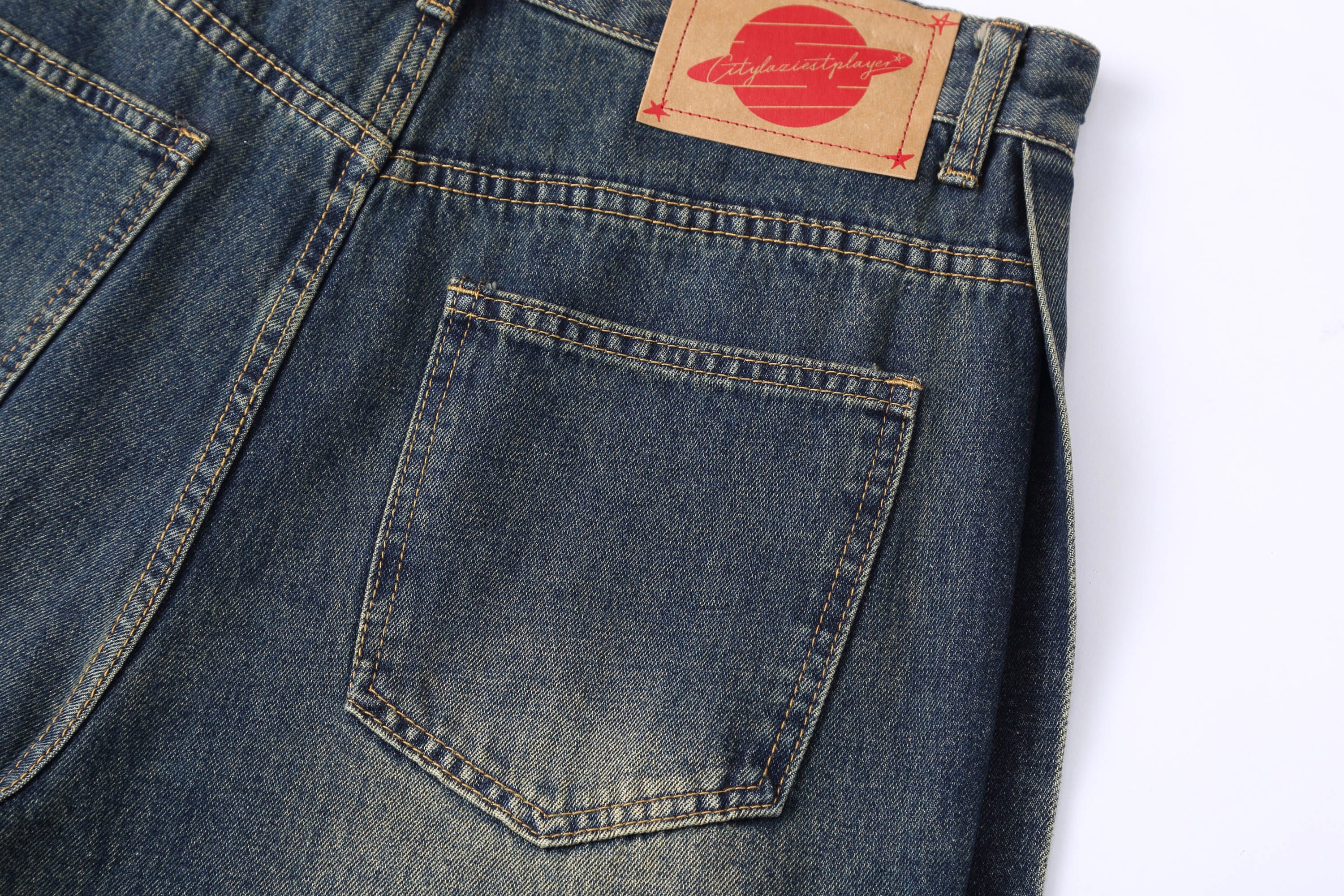 CLP Distressed Buttoned Wide-Leg Jeans