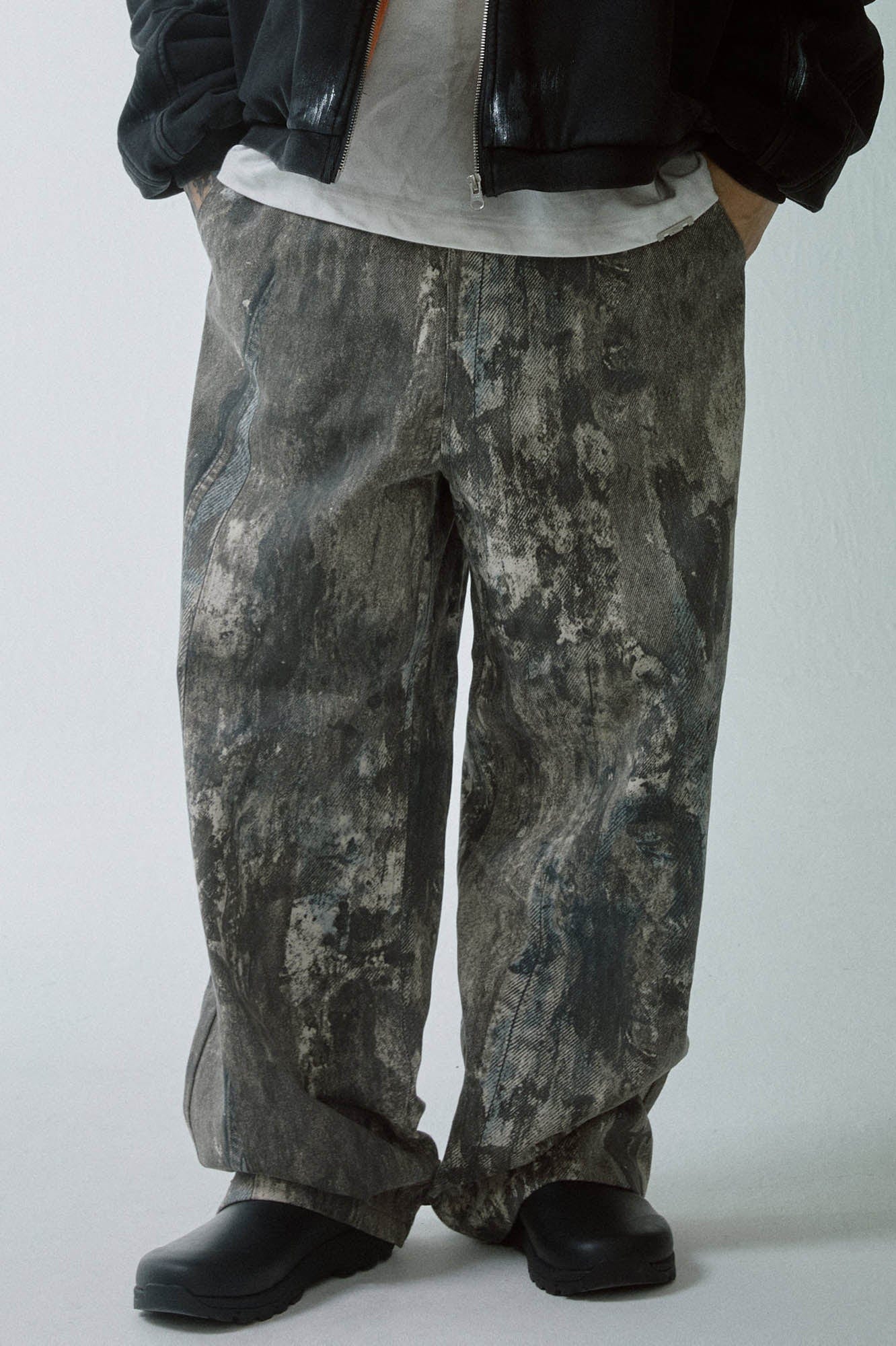 F2CE Paint-Splatter Gradient Straight-Leg Pants
