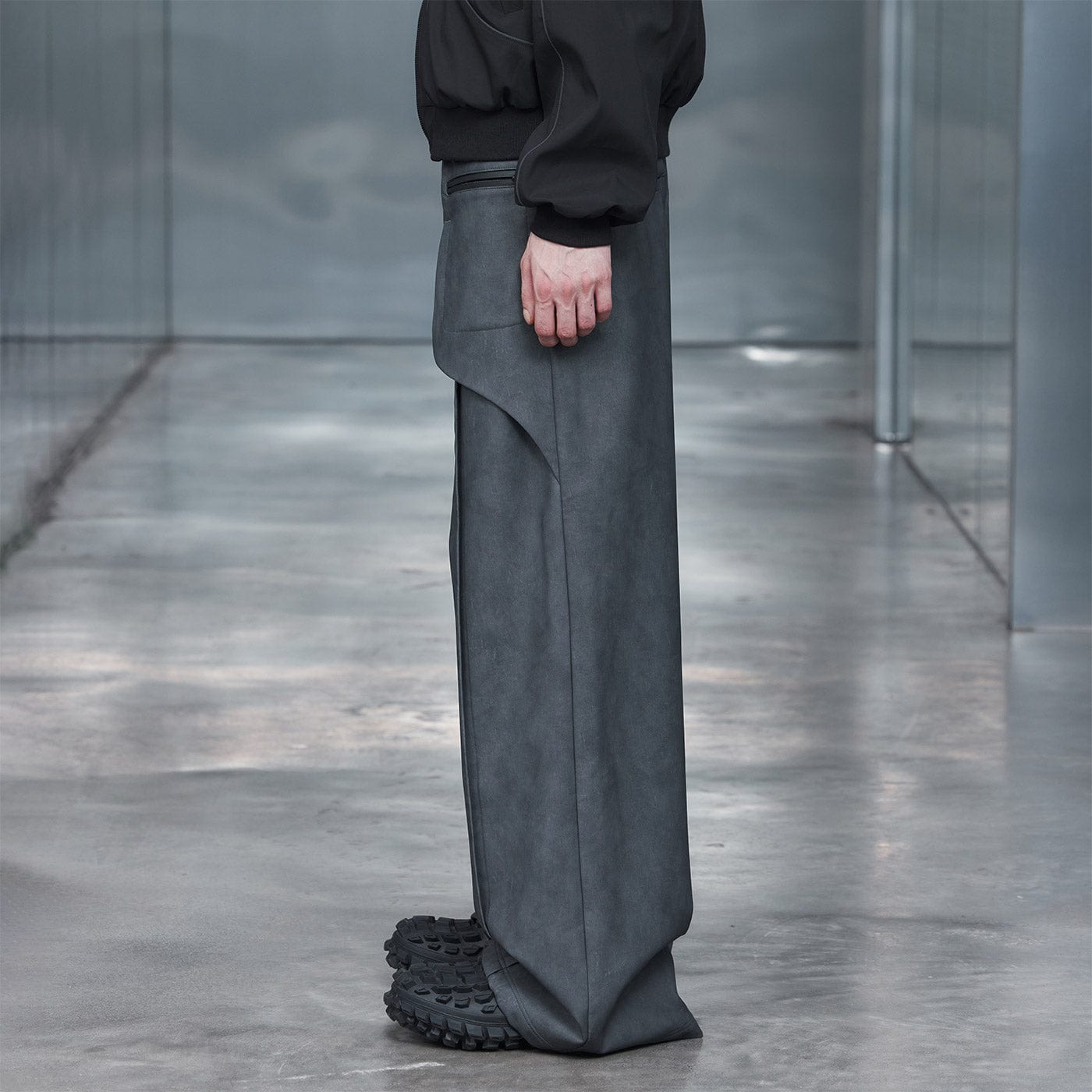 49PERCENT Flipped Pockets Faux Leather Pants