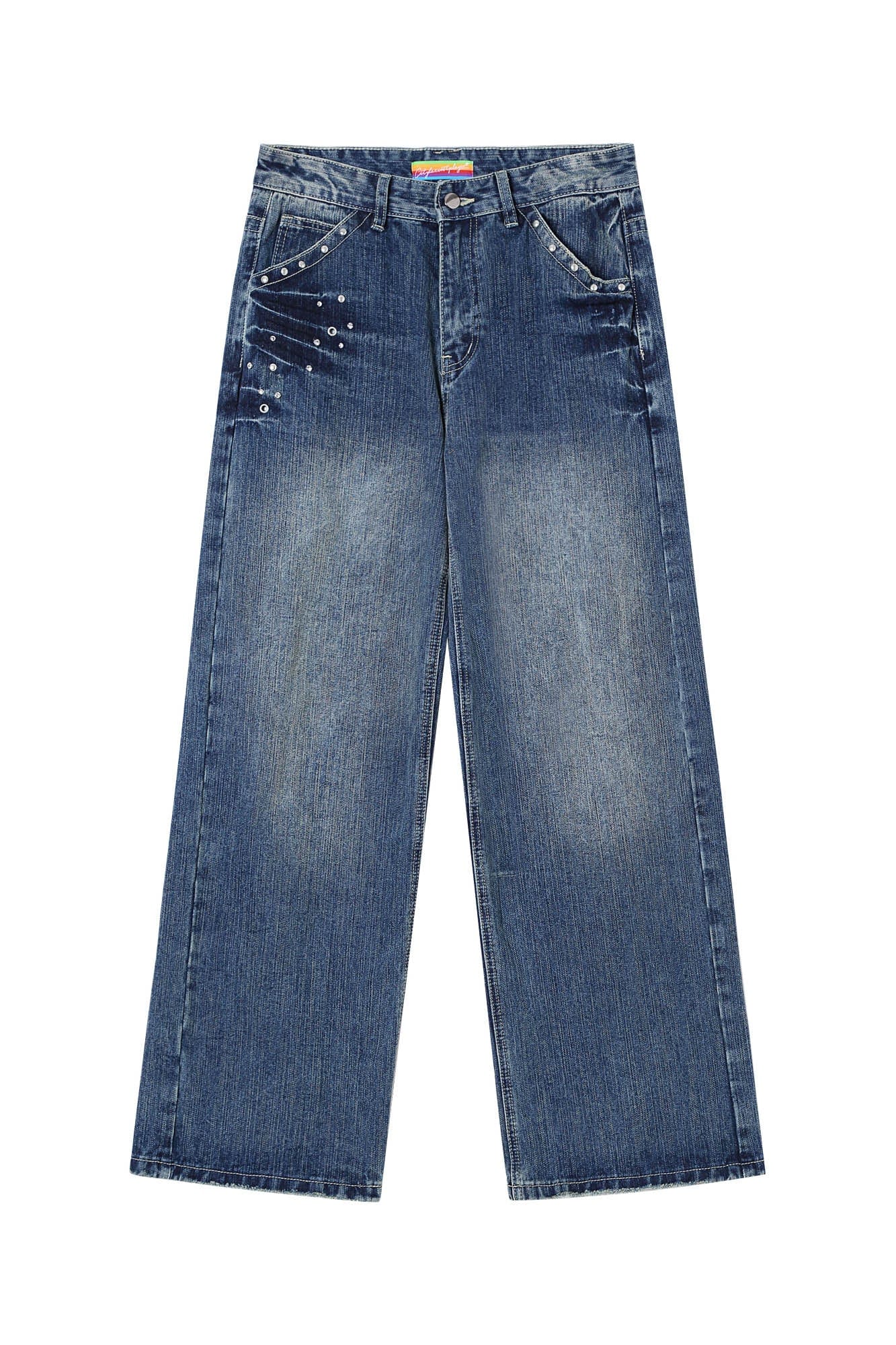 CLP Retro Waist Rivet Straight-Leg Jeans