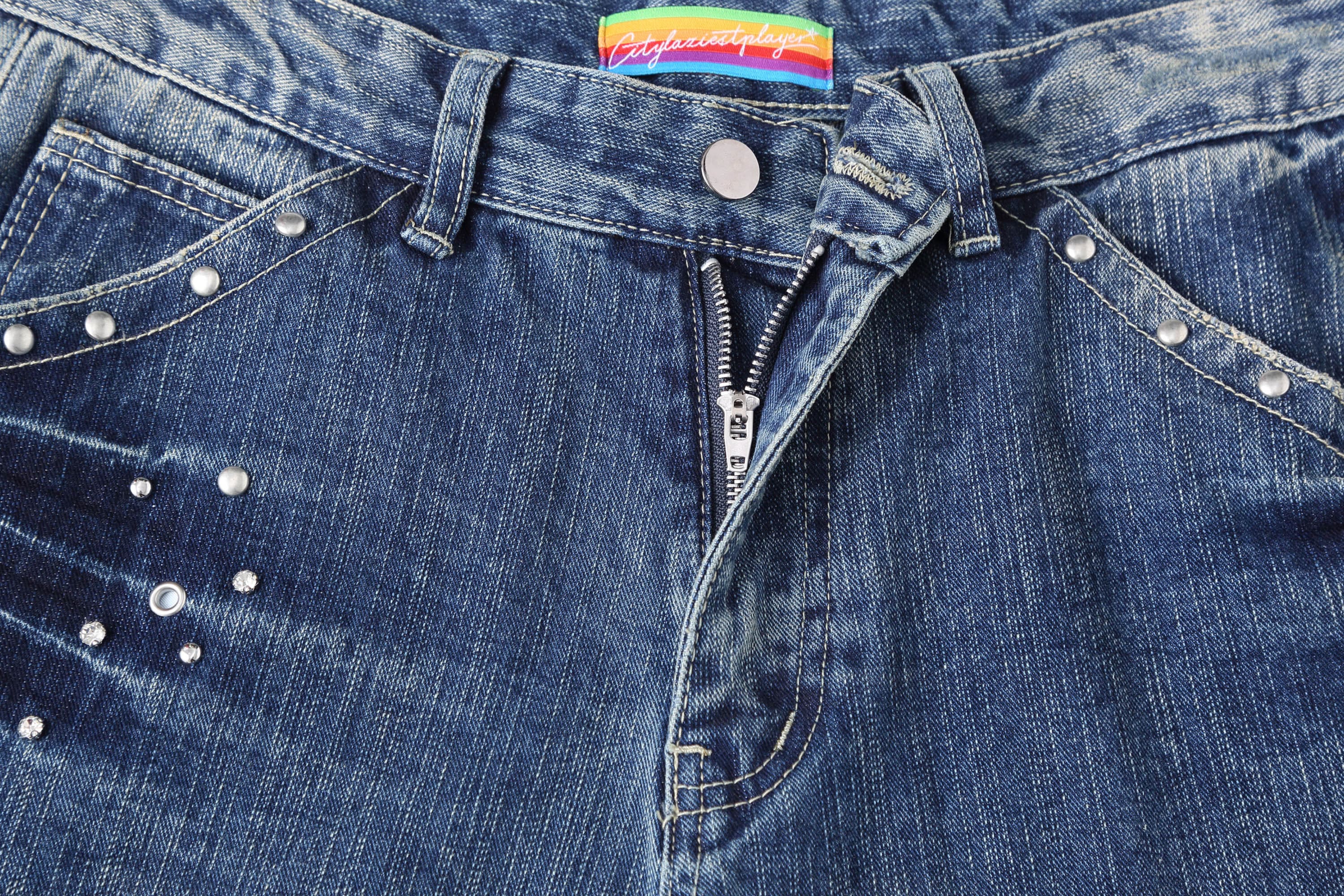 CLP Retro Waist Rivet Straight-Leg Jeans