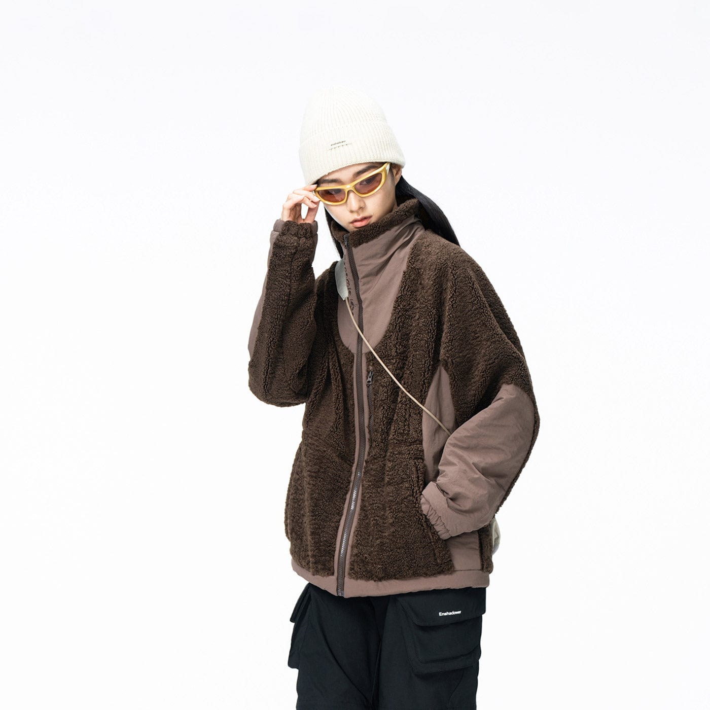 ENSHADOWER Spliced High-Collar Fleece Jacket