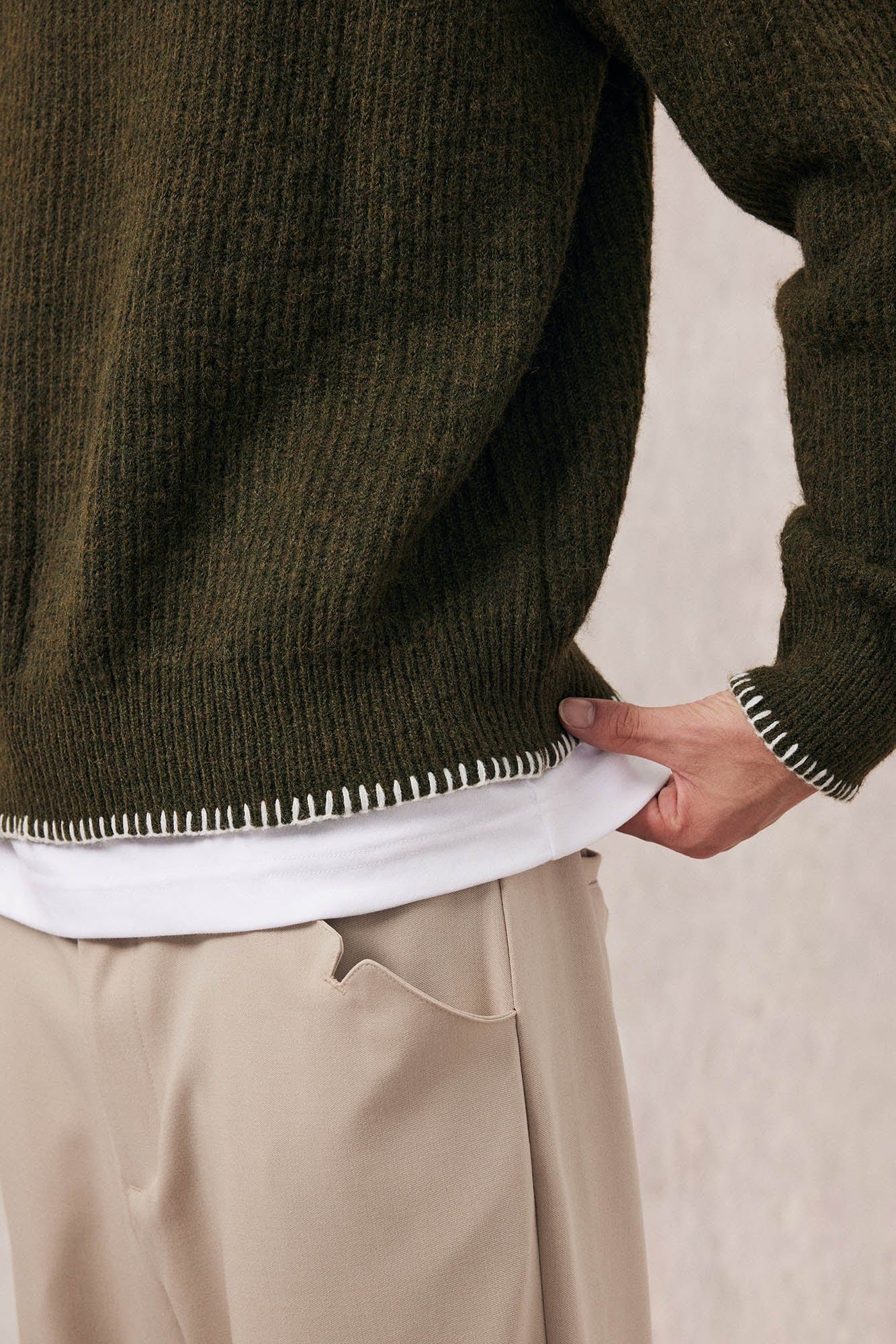 IN EXISTENCE Essential Ribbed Henley Sweater