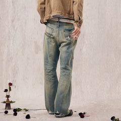 IN EXISTENCE Distressed Cut-Out Oversized Jeans
