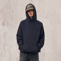 IN EXISTENCE Washed Frayed Graphic Hoodie