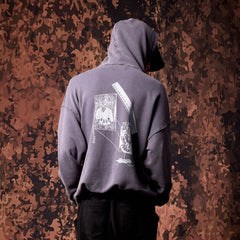 IN EXISTENCE Washed Frayed Graphic Hoodie