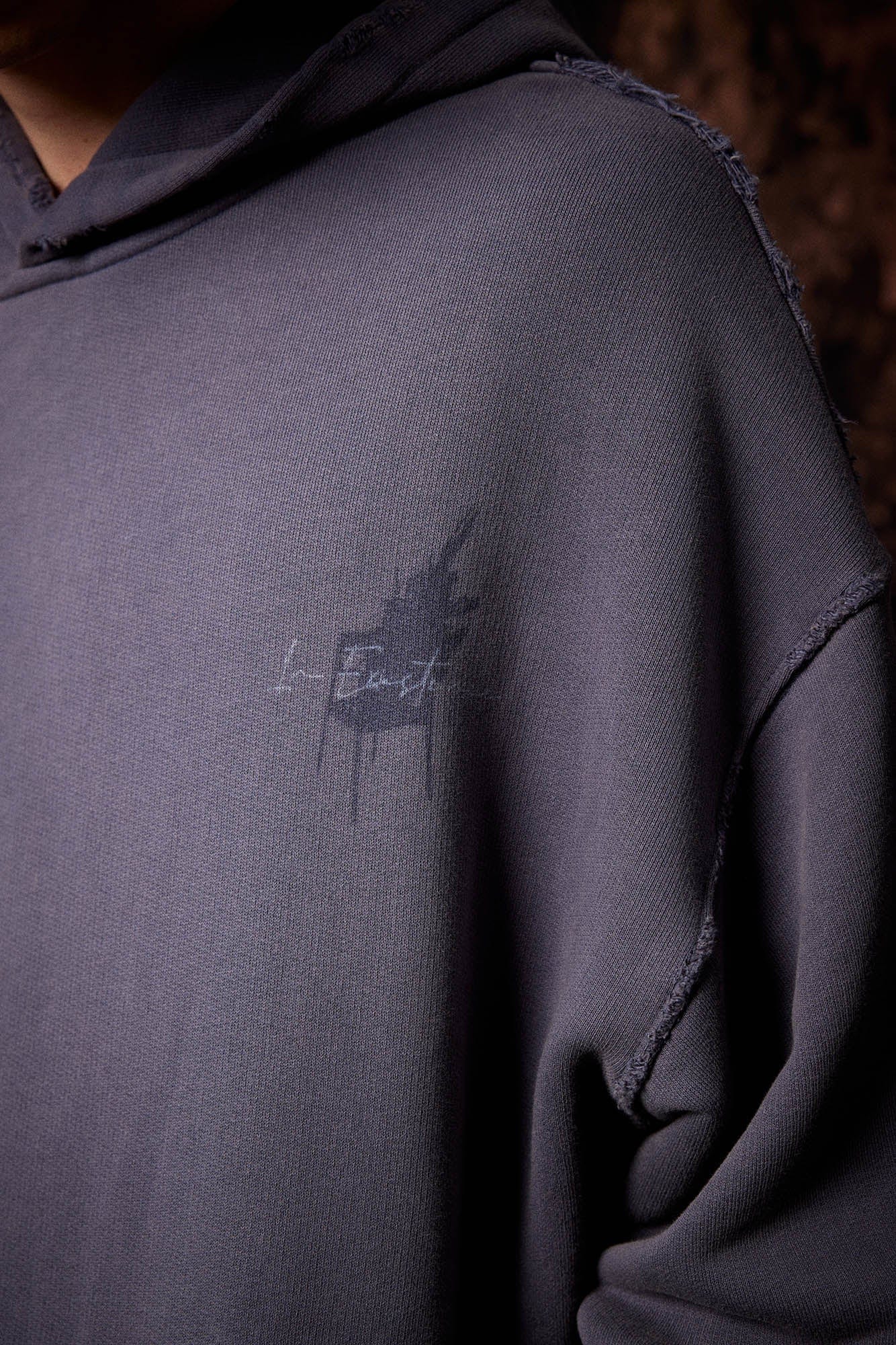 IN EXISTENCE Washed Frayed Graphic Hoodie