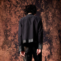IN EXISTENCE Multi-Zip Asymmetrical Spliced Leather Biker Jacket