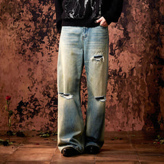 IN EXISTENCE Distressed Cut-Out Oversized Jeans