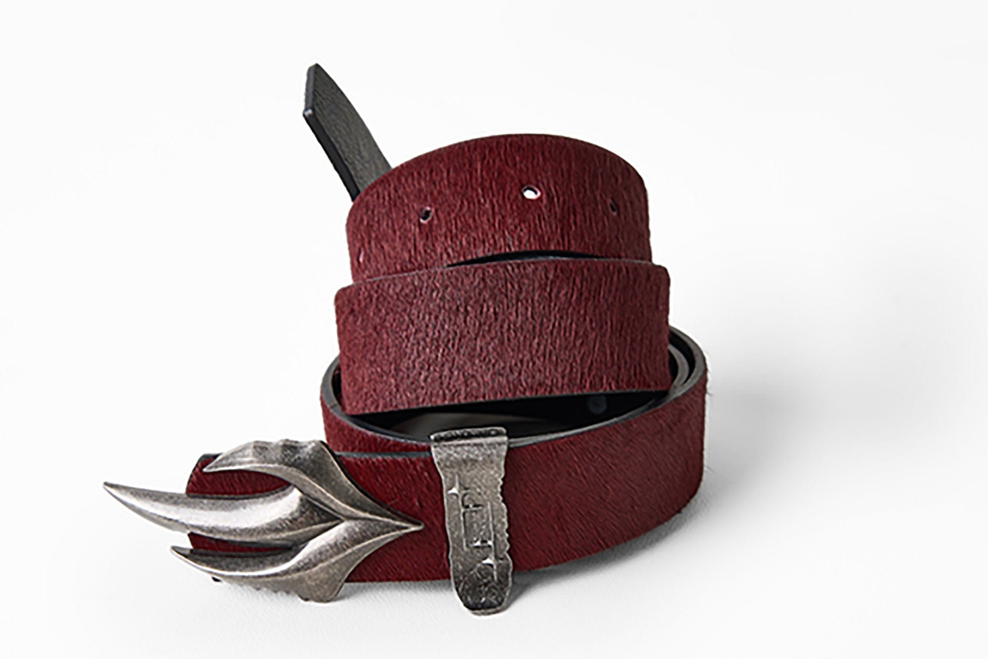 FLYERRER Gothic Buckle Cross-Star Hair-on Leather Belt
