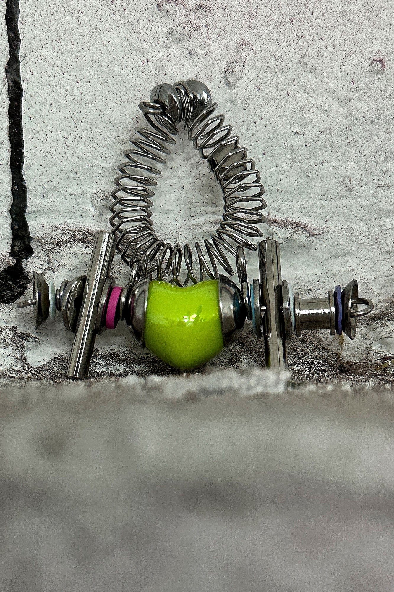 ILLUSORY Time Machine Neon Heart Spiral Coil Ring