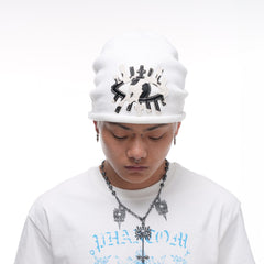PHANTOMHUNTER Embroidery Eye Patchwork Beanie