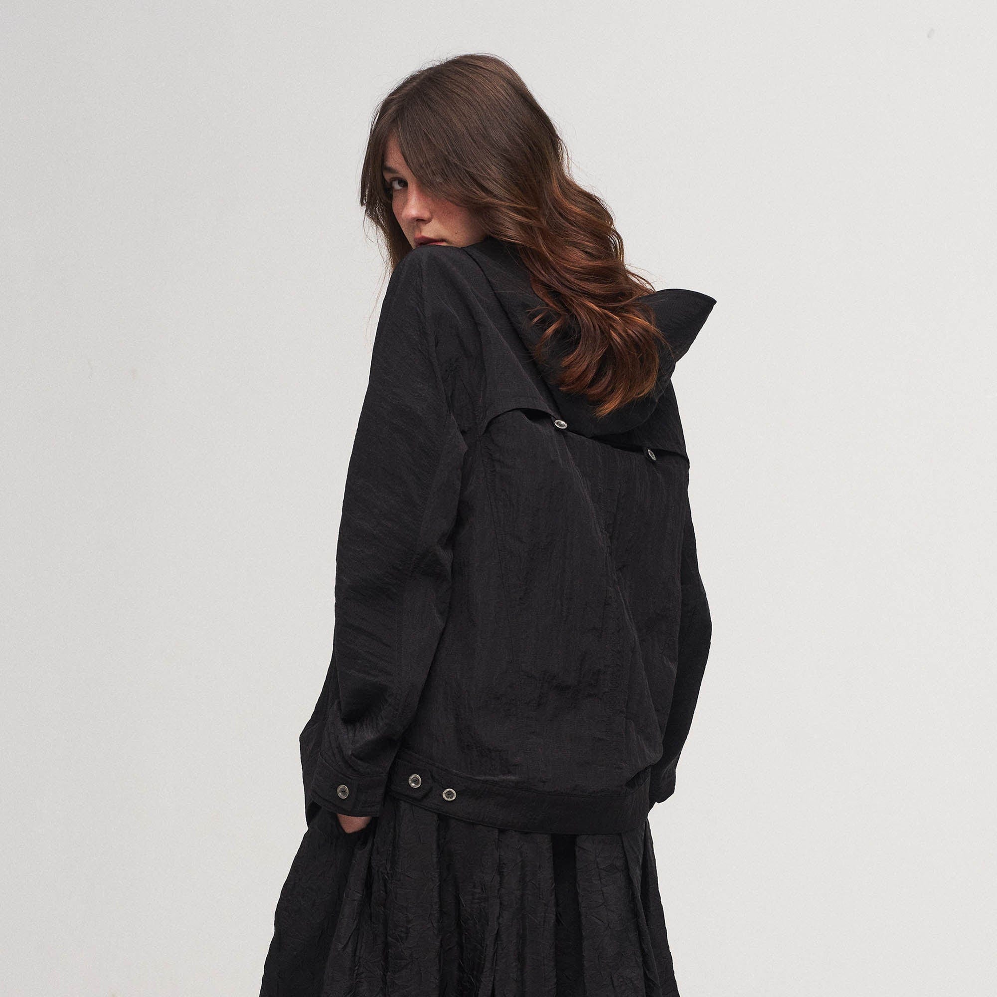 ILNya Nieternite Nifutur Crinkled Hooded Dual-Zipper Jacket