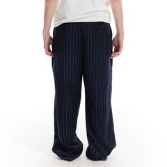 WHISTLEHUNTER Pinstriped Pleated Drawstring Wide-Leg Pants