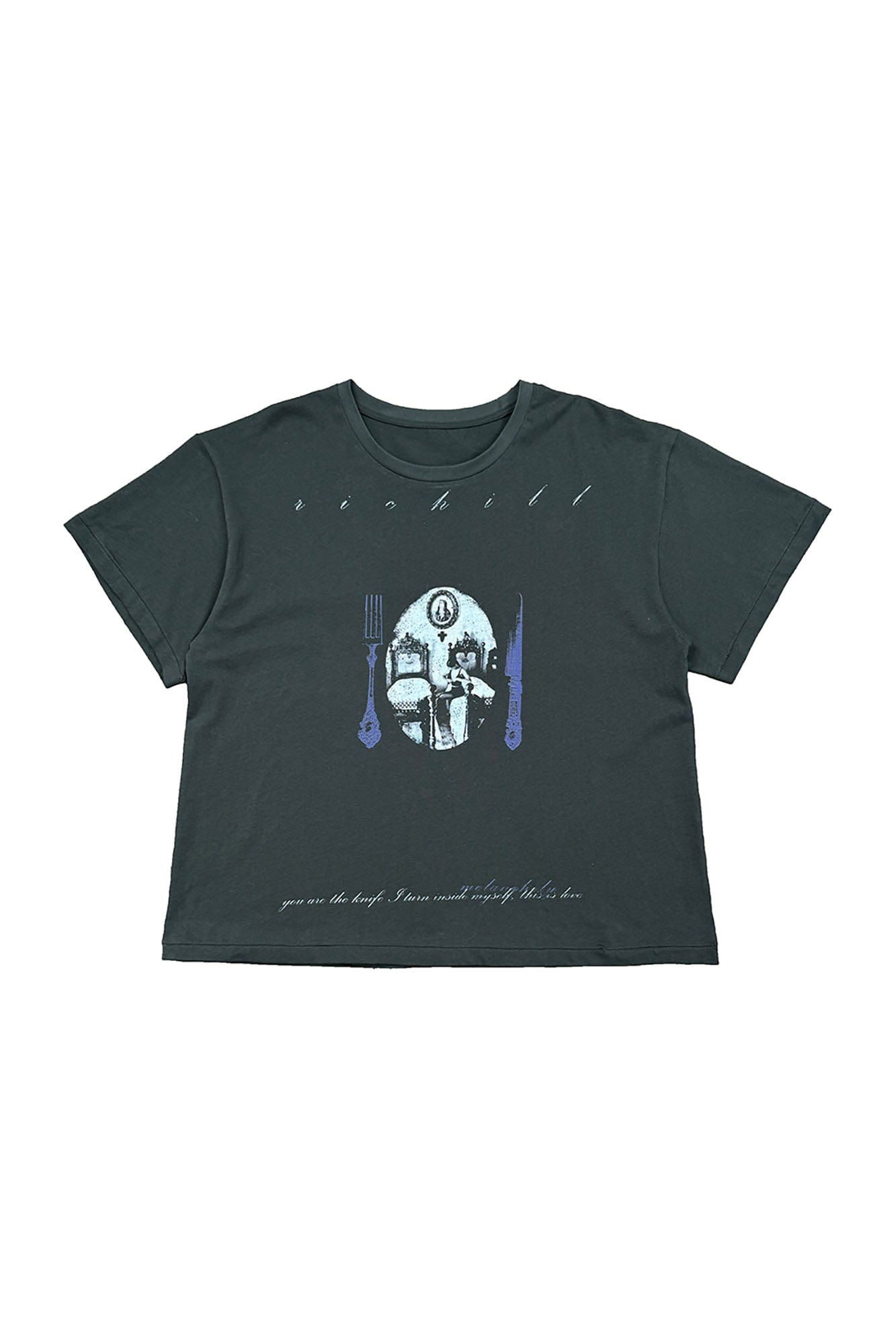 RICHILL Gothic Cutlery Rose Cross Graphic T-Shirt